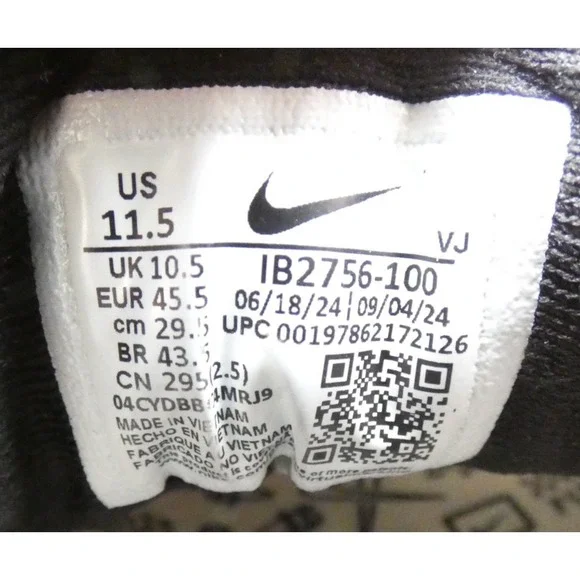 Nike Invincible 3 IB2756-100 Men's 11.5 Running Shoes Black Smoke Gray Sneakers